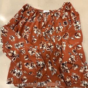 Kaileigh Rust Floral Peasant Top